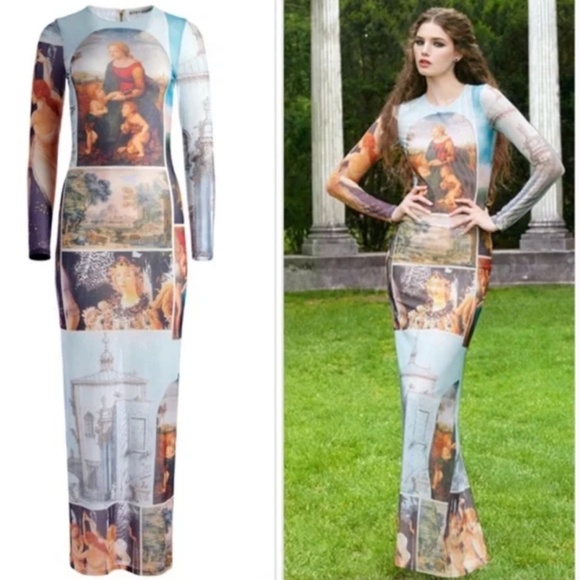 Alice + Olivia Delora Sunday Dreaming Maxi Dress Renaissance - Size 2 - EUC - Picture 12 of 12